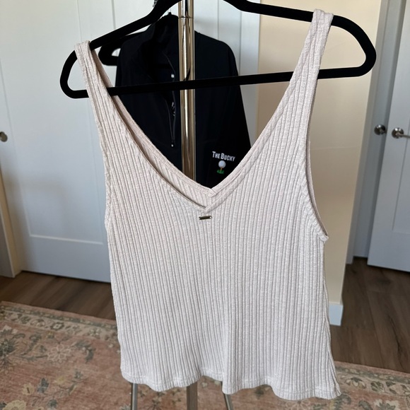 Rusty Ribbed V-Neck Tank Top - Cream - Picture 2 of 3